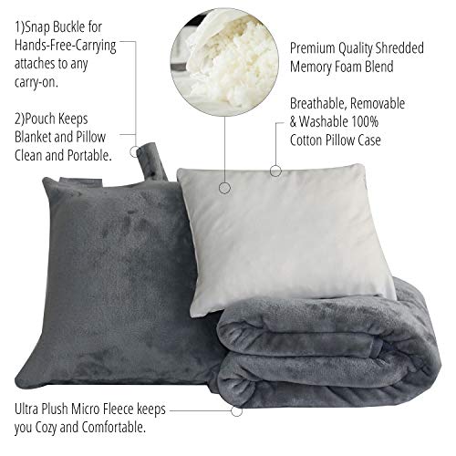 compact travel pillow and blanket set